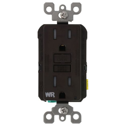 Main product image of 15A GFCI Weather-Resistant Outlet, Self Test, Tamper-Resistant w/ LED Indicator Light - Brown