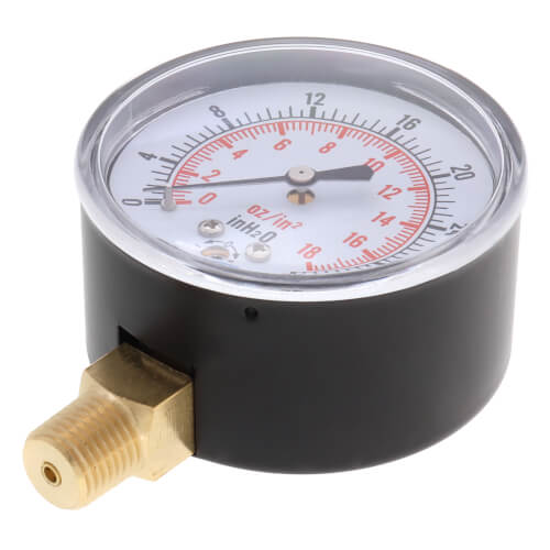 Main product image of 2.5" Steel Low Pressure Gauge, Bottom Mount w/ Brass Internals (0-32" WC)