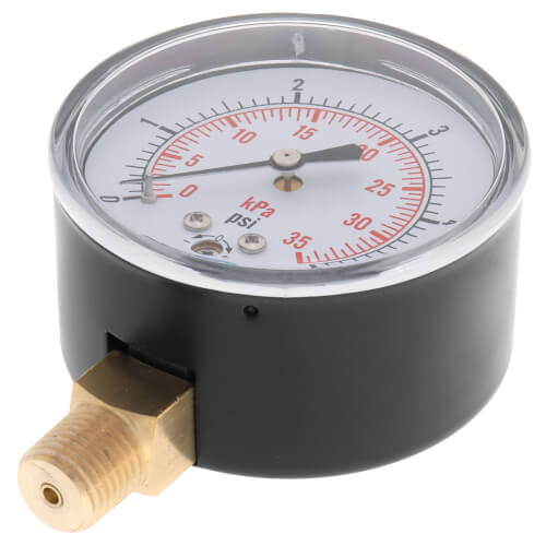 Main product image of 2.5" Steel Low Pressure Gauge, Bottom Mount, w/ Brass Internals (0-5 PSI)
