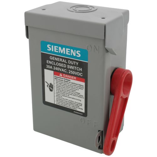 Main product image of 30A Low-Voltage VBII Double-Break Enclosed Non-Fused Safety Switch, 2-Pole/2-Wire, NEMA 1 Enclosure (240V)