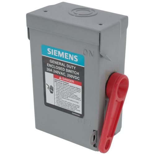 Main product image of 30A Low-Voltage VBII Double-Break Enclosed Non-Fused General Duty Switch, 3-Pole/3-Wire, NEMA 1 Enclosure (240V)