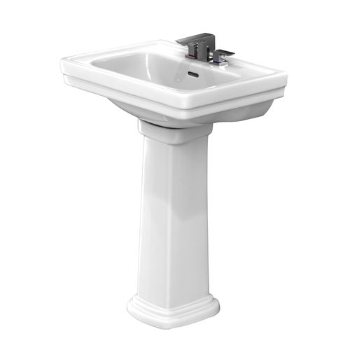Main product image of LPT532.4N#01 Promenade 24" x 19-1/4" Rectangular Pedestal Bathroom Sink for 4" Center Faucets (Cotton White)