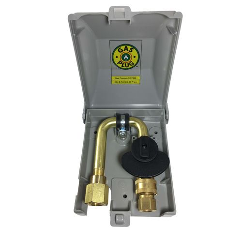 Main product image of PVC Gas Plug with 1/2" Bottom NPT Inlet x 3/8" Quick Disconnect Outlet (Grey)