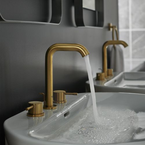 Main product image of Essence New 8-inch Widespread 2-Handle M-Size Bathroom Faucet, 1.2 GPM (Brushed Cool Sunrise), 20297GNA