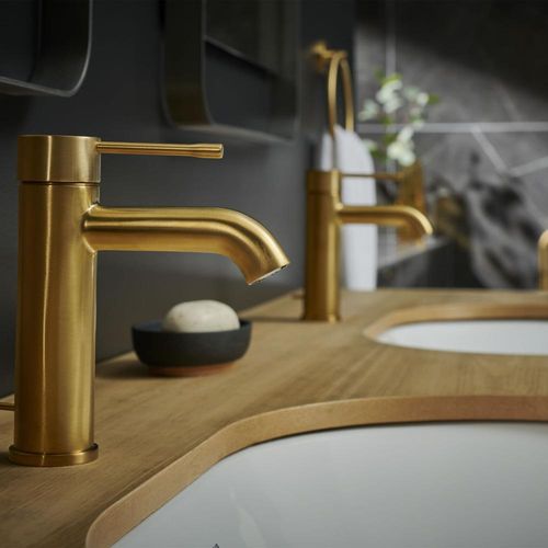 Main product image of Essence Single Hole Single-Handle S-Size Bathroom Faucet, 1.2 Gpm (Brushed Cool Sunrise), 23592GNA