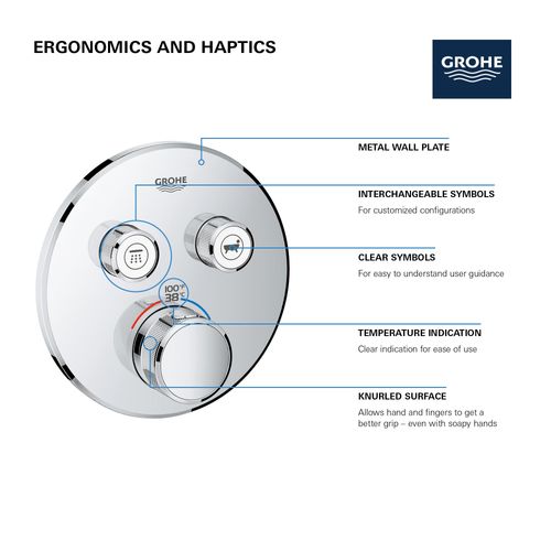 Main product image of Grohtherm Dual Function Thermostatic Valve Trim (Brushed Cool Sunrise)