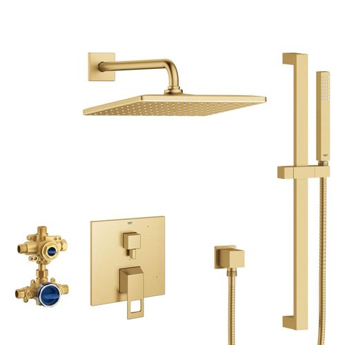 Main product image of Eurocube 2-Handle Pressure Balance Rainshower Bundle, 1.75 Gpm (Brushed Cool Sunrise), 29432GN0