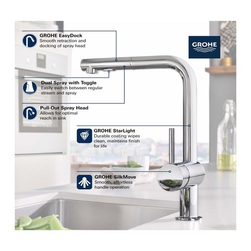 Main product image of Minta Single-Handle Pull-Out Kitchen Faucet Dual Spray 1.75 GPM (Supersteel), 30300DC0