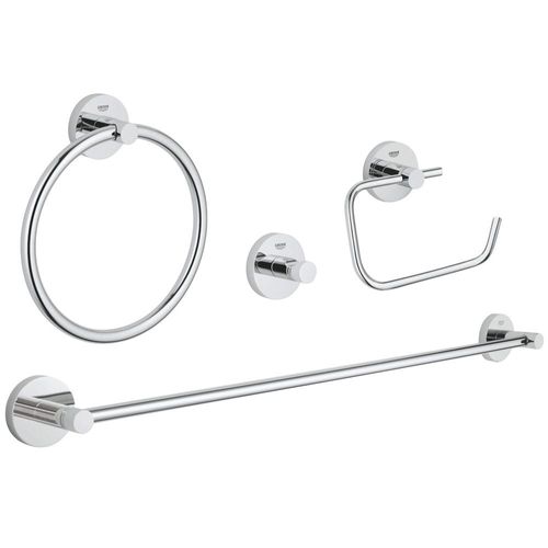 Main product image of 4-In-1 Accessory Set, Towel Ring, 24" Towel Bar, Robe Hook, Toilet Paper Holder (Chrome), 40823001