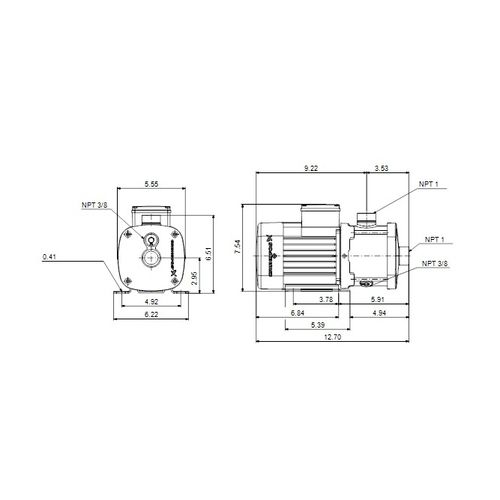 Main product image of CM 3-4 A-S-I-E-AQQE E-A-A-N Stainless Steel Horizontal Multistage Pump, 1 HP, 3 Phase, 208-230/440-480V