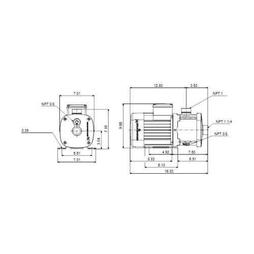 Main product image of CM 5-4 A-S-G-E-AQQE B-A-A-N Stainless Steel Horizontal Multistage Pump, 2.03 HP, 1 Phase, 115/230V