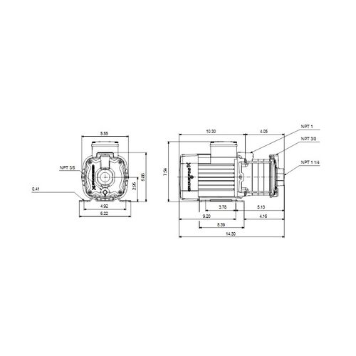 Main product image of CM 5-3 A-S-A-E-AQQE Cast Iron Horizontal Multistage Centrifugal Pump, 3 Phase, 1.47 HP, 208-230/440-480V