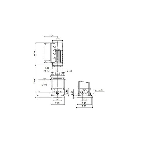 Main product image of CRIE 10-10 N-CA-A-E-HQQE Stainless Steel Vertical Multistage Centrifugal Pump, 7.5 HP, 3 Phase, 440/480V