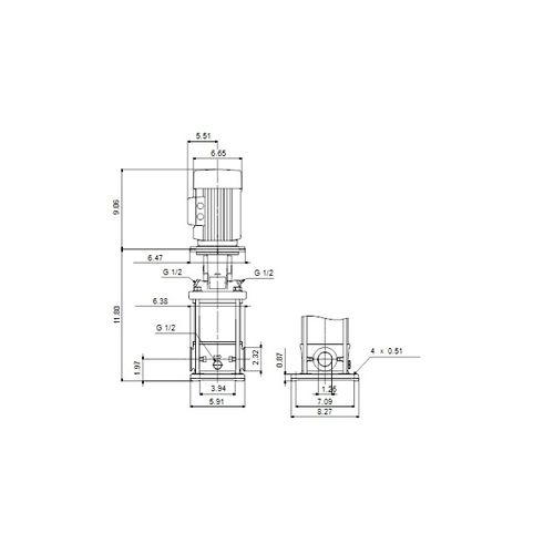 Main product image of CRI 1S-4 A-CA-A-E-HQQE, Stainless Steel Vertical Multistage Centrifugal Pump, 1/3 HP, 1 Phase, 115/230V