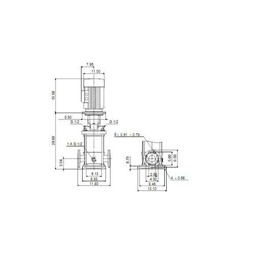 Main product image of CR 10-9 K-GJ-A-E-HQQE Cast Iron Vertical Multistage Centrifugal Pump, 7.5 HP, 9 Stage, 3 Phase, 230/460V