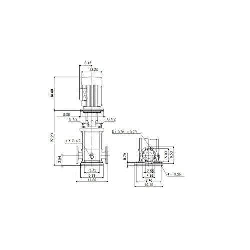 Main product image of CR 15-6 Cast Iron Vertical Multistage Centrifugal Pump, 15 HP, 6 Stage, 1 Phase, 230/460V