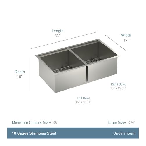 Logmey 33" L X 19" W Undermount Single Bowl Kitchen Sink Rectangular Stainless Steel Workstation Kitchen Sink Owpq1778 - View #12