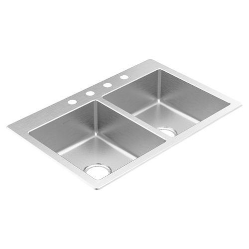 Main product image of 33" x 22" Stainless Steel 20 Gauge Double Bowl Drop In Sink, GS202684