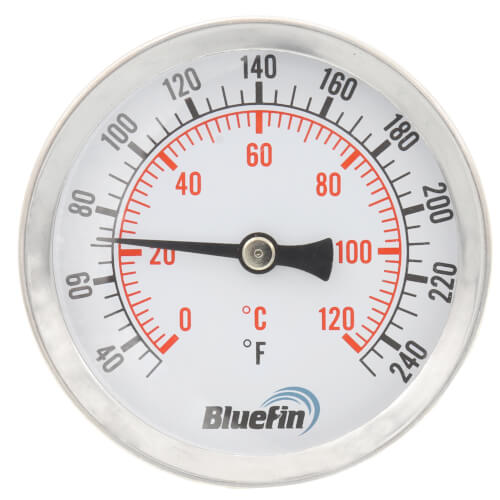 Main product image of 2.5" Hot Water Thermometer w/ 3/4" Sweat Well (32-Degree (F) to 250-Degree (F))