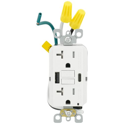 Main product image of 20A SmartLockPro Self-Test GFCI Combination Type A/C - White