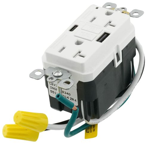 Main product image of 20A SmartLockPro Self-Test GFCI Combination Type A/C - White