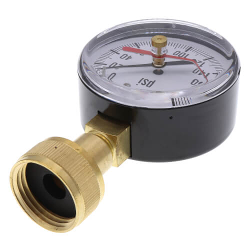 Water Test Gauge, 3/4" Hose Thread, Top Mount (0 - 200 PSI)