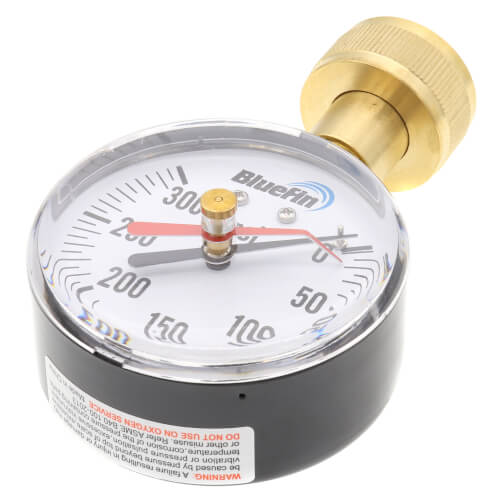 Main product image of Water Test Gauge, 3/4" Hose Thread, Top Mount (0 - 300 PSI)