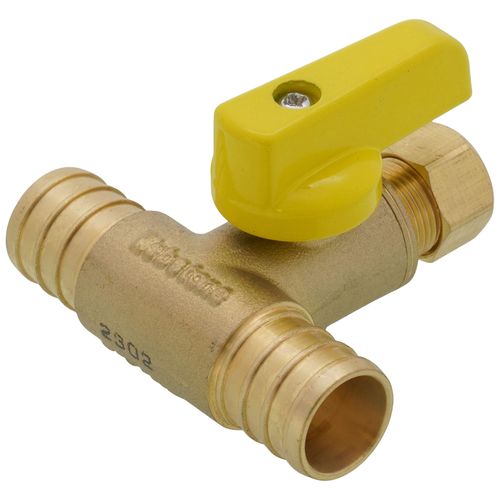 Main product image of 3/8" OD Compression x 3/4" F1807 PEX Run Pro-Pal T-Valve Full Port Forged DZR Brass Ball Valve w/ Integrated Tee Fitting, Adjustable Packing Gland & Reversible Handle (LF)