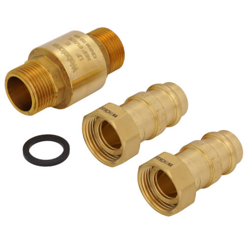 3/4" Press Forged DZR Brass In-Line Spring Loaded Check Valve w/ Dual Union Ends (Lead Free)