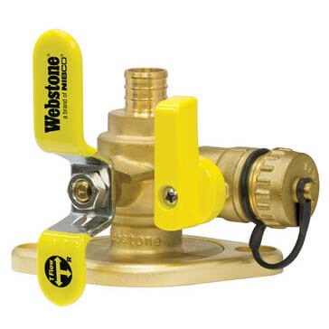 Main product image of 3/4" PEX Crimp Full Port Forged Brass Uni-Flange Isolator Flange w/ MF Drain & Rotating Flange (Lead Free)