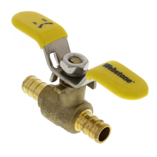 Main product image of 1/2" PEX Crimp Brass Ball Valve w/ Stainless Steel Wing Style "T" Handle & Adjustable Packing Gland
