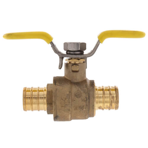 Main product image of 3/4" PEX Crimp Brass Ball Valve w/ Stainless Steel Wing Style "T" Handle & Adjustable Packing Gland