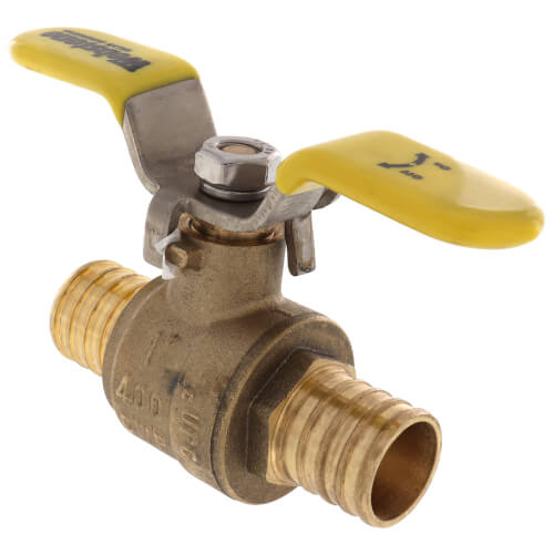 Main product image of 1" PEX Crimp Brass Ball Valve w/ Stainless Steel Wing Style "T" Handle & Adjustable Packing Gland