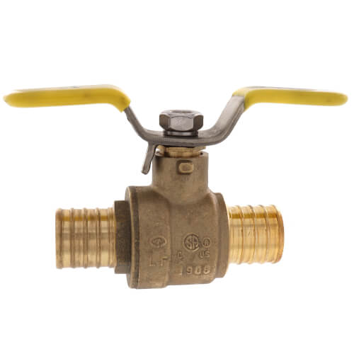 Main product image of 1" PEX Crimp Brass Ball Valve w/ Stainless Steel Wing Style "T" Handle & Adjustable Packing Gland