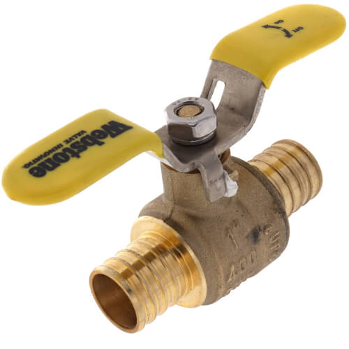 Main product image of 1" PEX Crimp Brass Ball Valve w/ Stainless Steel Wing Style "T" Handle & Adjustable Packing Gland