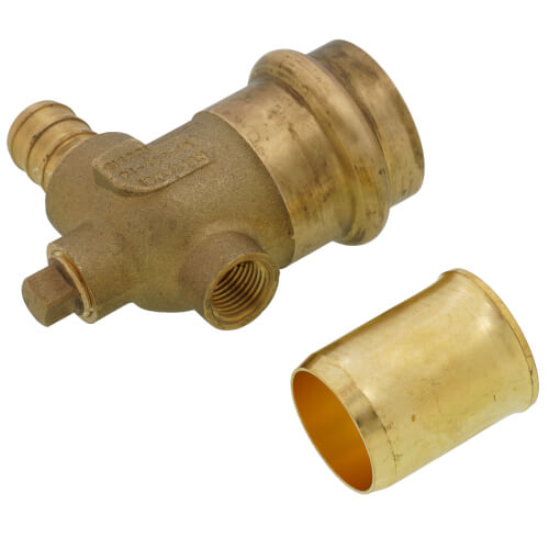 Main product image of 1/2" x 3/4" PEX Crimp x Copper Press Brass Dual Vent Elbow (Lead Free)