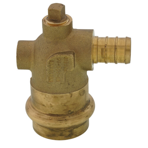 Main product image of 1/2" x 3/4" PEX Crimp x Copper Press Brass Dual Vent Elbow (Lead Free)