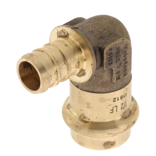 Main product image of 1/2" PEX Crimp x Copper Press Brass 90° Elbow (Lead Free)