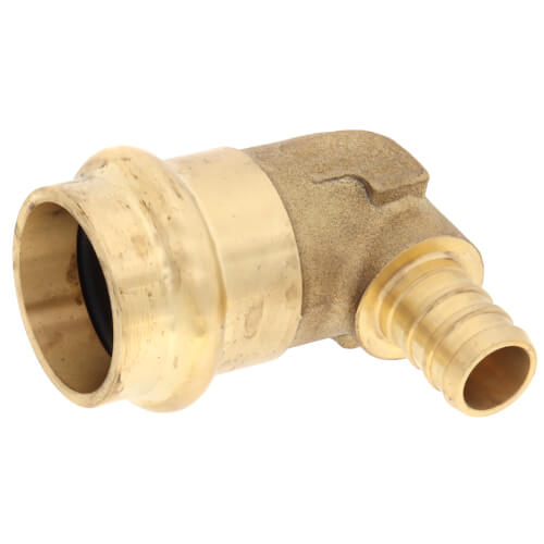 Main product image of 1/2" x 3/4" PEX Crimp x Copper Press Brass 90°-degree Transition Elbow (Lead Free)