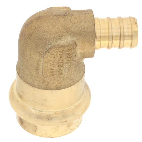 Main product image of 1/2" x 3/4" PEX Crimp x Copper Press Brass 90°-degree Transition Elbow (Lead Free)