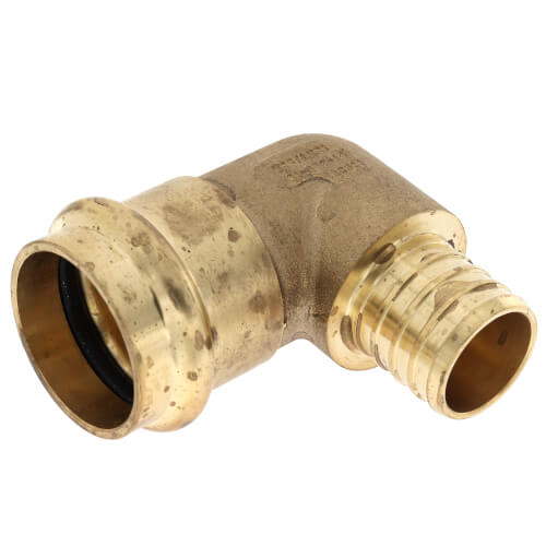 Main product image of 1" PEX Crimp x Copper Press Brass 90° Elbow (Lead Free)