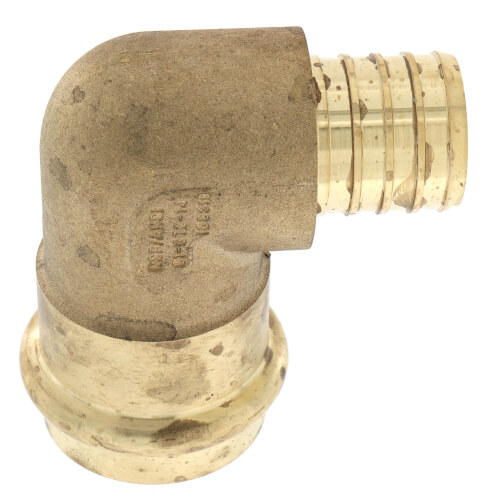 Main product image of 1" PEX Crimp x Copper Press Brass 90° Elbow (Lead Free)