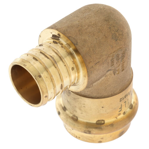 Main product image of 1" PEX Crimp x Copper Press Brass 90° Elbow (Lead Free)