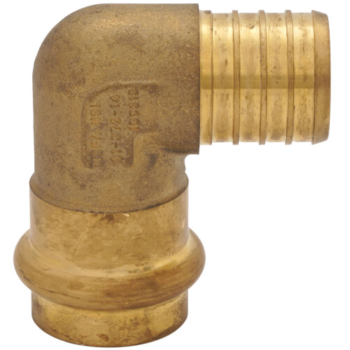 Main product image of 1" x 3/4" PEX Crimp x Copper Press Brass 90-Degree Transition Elbow (Lead Free)