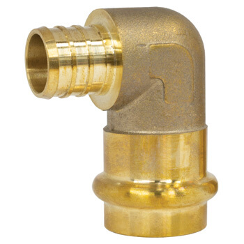 Main product image of 1-1/2" PEX Crimp x Copper Press Brass 90° Elbow (Lead Free)