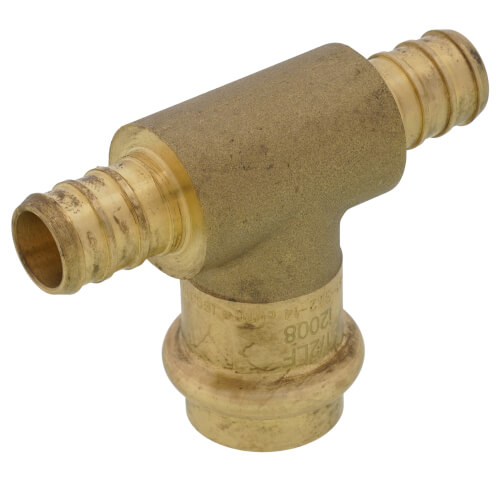 Main product image of 1/2" PEX Crimp × PEX Crimp × Press Brass Transition Tee (LF)