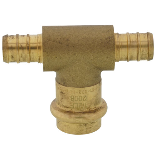 Main product image of 1/2" PEX Crimp × PEX Crimp × Press Brass Transition Tee (LF)
