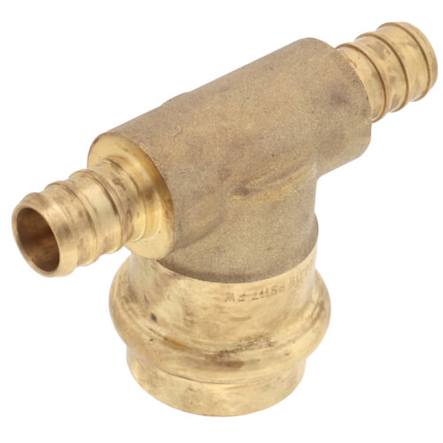 Main product image of 1/2" x 1/2" x 3/4" PEX Crimp × PEX Crimp × Press Brass Transition Tee (LF)
