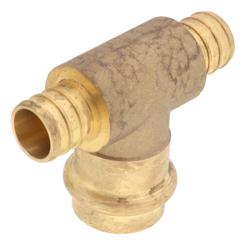 Main product image of 3/4" PEX Crimp × PEX Crimp × Press Brass Transition Tee (LF)
