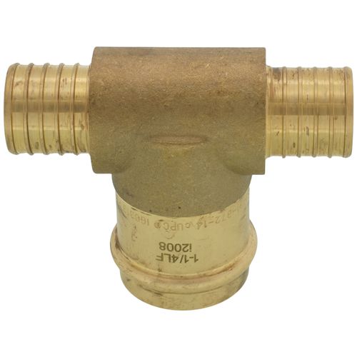 Main product image of 1-1/4" PEX Crimp × PEX Crimp × Press Brass Transition Tee (LF)